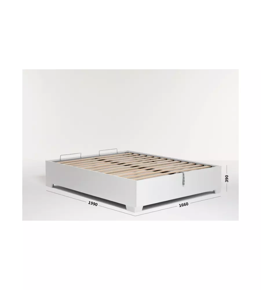 LETTO MATRIMONIALE CONTENITORE CON PIEDINI "BED BOX" BIANCO 160X190 CM